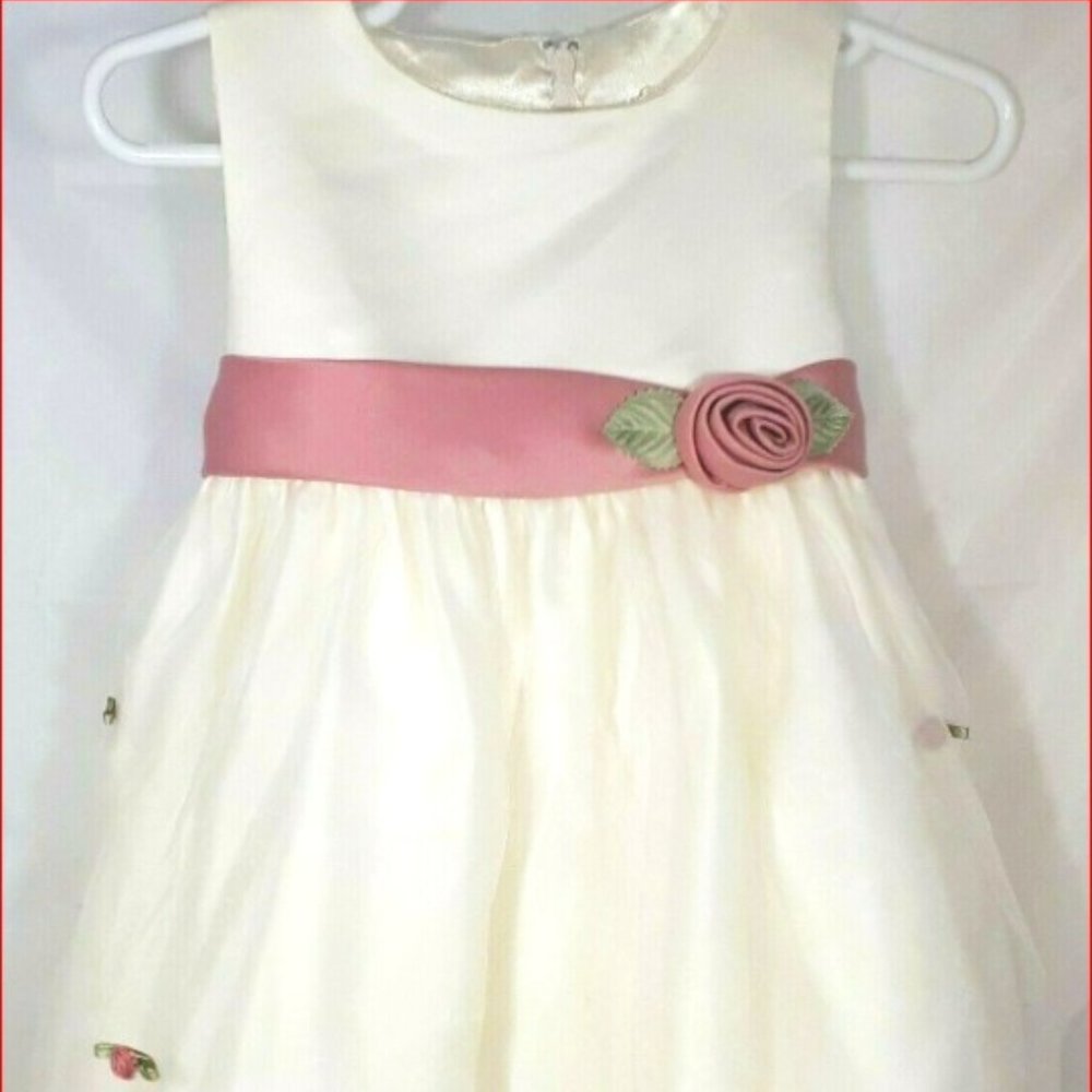 Baby Girl Princess Cinderella Dress Sz 18M White and Pink Tulle